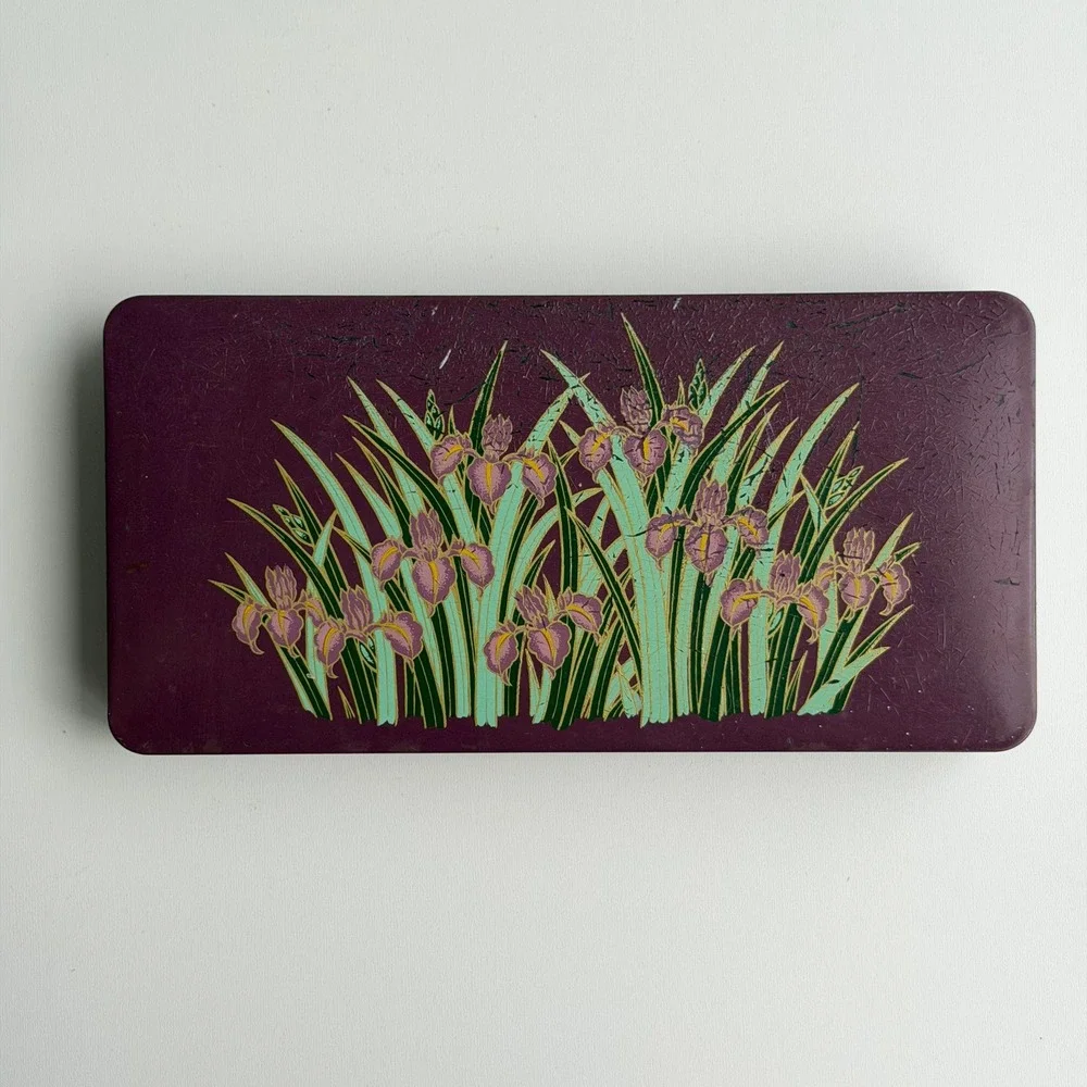 Vintage‎ Toyo Iris Lacquer Ware Trinket Box Set Purple Floral Japan